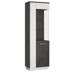 Wyld Haus Nantes Grey And White Tall Glazed Display Cabinet Right-Hand With Led Lighting - thumbnail 2