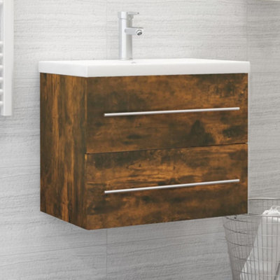 Berkfield Sink Cabinet Smoked Oak 60X38.5X48 Cm Engineered Wood - image 1