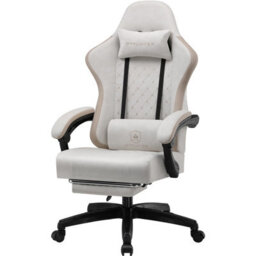 Comhoma Fabric Gaming Chair With Footrest, Ergonomic Computer Desk Chair With Pocket Spring Cushion Heavy Duty Wide Pc Chair
