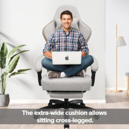 Gtplayer Fabric Gaming Chair With Footrest, Ergonomic Computer Desk Chair With Pocket Spring Cushion Heavy Duty Wide Pc Chair - thumbnail 2