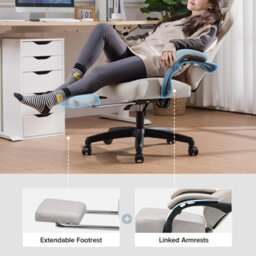 Gtplayer Fabric Gaming Chair With Footrest, Ergonomic Computer Desk Chair With Pocket Spring Cushion Heavy Duty Wide Pc Chair - thumbnail 5