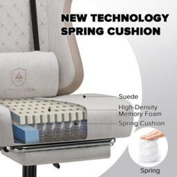 Gtplayer Fabric Gaming Chair With Footrest, Ergonomic Computer Desk Chair With Pocket Spring Cushion Heavy Duty Wide Pc Chair - thumbnail 4