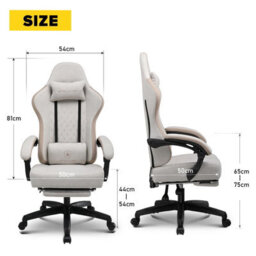 Gtplayer Fabric Gaming Chair With Footrest, Ergonomic Computer Desk Chair With Pocket Spring Cushion Heavy Duty Wide Pc Chair - thumbnail 8