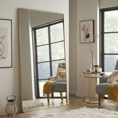The Online Mirror Shop Large Leaning Wall Mirror Handcrafted And Finished With Brushed Gold Metal Frame - H 180Cm X W 110Cm X D 5Cm - image 1