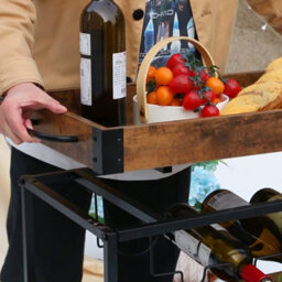 Huhote Sleek 3 Tier Bar Cart With Wine Rack And Wheels For Dining Living Room Outdoor Serving Trolley Kitchen Storage Carts Brown - thumbnail 7