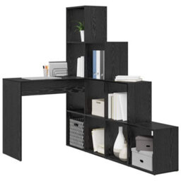 Berkfield Corner Desk Black Oak 101.5 X 149.5 X 149.5 Cm Engineered Wood - thumbnail 3