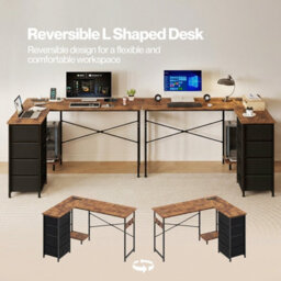 Levede L-Shaped Office Desk Corner Computer Table With Storage Usb Power - thumbnail 9