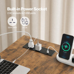 Levede L-Shaped Office Desk Corner Computer Table With Storage Usb Power - thumbnail 7