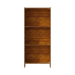 Living And Home 3-Tier Wood Color Moso Bamboo Open Bookcase - thumbnail 2