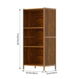Living And Home 3-Tier Wood Color Moso Bamboo Open Bookcase - thumbnail 5