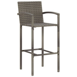 Berkfield 5 Piece Garden Bar Set Grey Solid Wood Acacia And Poly Rattan - thumbnail 4