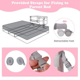Costway Baby Bassinet Bedside Sleeper Bedside Crib W/ 6-Level Adjustable Height-Pink - thumbnail 8