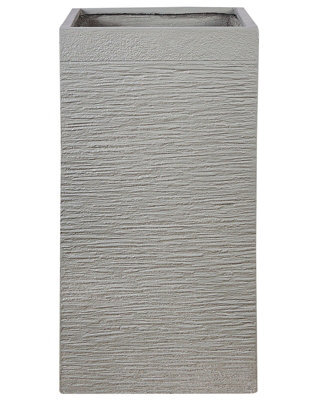 Wyld And Coco Tall Square Fibre Clay Planter 40 X 40 X 77 Cm Uv-Resistant Light Grey - image 1
