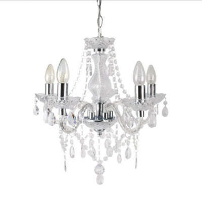 First Choice Lighting Clear And Chrome Marie Therese 5 Light Ceiling Pendant Chandelier - image 1