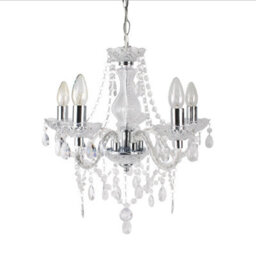 First Choice Lighting Clear And Chrome Marie Therese 5 Light Ceiling Pendant Chandelier - thumbnail 1