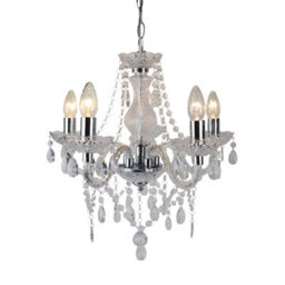 First Choice Lighting Clear And Chrome Marie Therese 5 Light Ceiling Pendant Chandelier - thumbnail 2