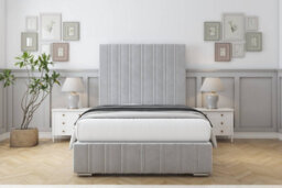 "Sloomy Langston Silver Plush Bed Frame With Mattress With 50"" Upholstered Headboard 3' Single" - thumbnail 1
