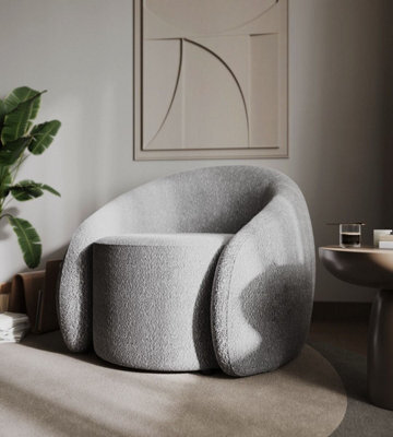 Stratus Interiors Zen Boucle Chair Teddy Accent Chair In Cream And Grey - Grey Boucle - Add Professional Assembly And Delivery To Room Of Choice - image 1
