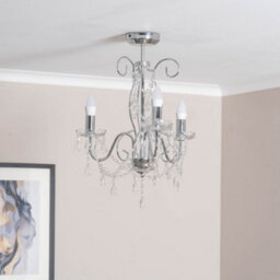 Valuelights Viscount Chrome 3 Way Ceiling Light Chandelier Fitting With Clear Acrylic Jewel Droplets - thumbnail 3