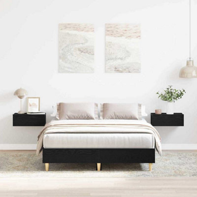 Berkfield Bed Frame 140X190 Cm Black Oak Engineered Wood - image 1