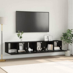 Berkfield Tv Cabinet Set Black Oak Engineered Wood Medium Tv Cabinet - thumbnail 1