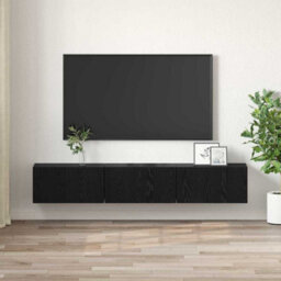 Berkfield Tv Cabinet Set Black Oak Engineered Wood Medium Tv Cabinet - thumbnail 4