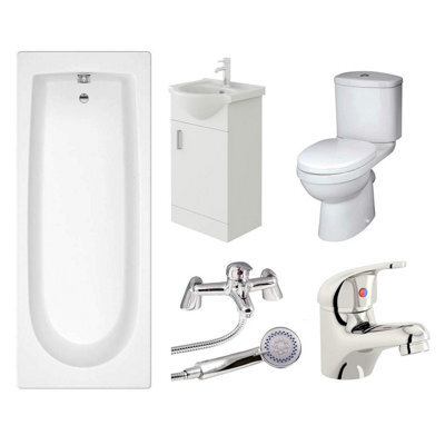 Veebath Rosina 1600mm Bath, Vanity Unit & Toilet Bathroom Suite - image 1