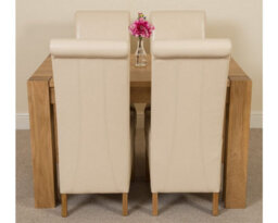 That's Furniture Kuba 125 X 80 Cm Chunky Oak Small Dining Table And 4 Chairs Dining Set With Montana Ivory Leather Chairs - thumbnail 2