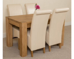 That's Furniture Kuba 125 X 80 Cm Chunky Oak Small Dining Table And 4 Chairs Dining Set With Montana Ivory Leather Chairs - thumbnail 3