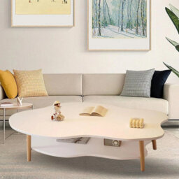 2 Layer Coffee Table Cloud Shape Tea Table Modern Living Room Desk Shelf 80Cm - thumbnail 2