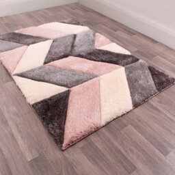 Blush Shaggy Modern Sparkle Geometric Easy To Clean Rug For Dining Room Bed Room And Living Room-160Cm X 225Cm - thumbnail 2