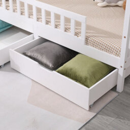 Furniturehmd Modern Childrens Bed Solid Pine Wood Bed Frame House Bed With 2 Large Storage Drawers,white - thumbnail 4