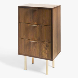 Ohs Ribbed 3 Draw Nightstand Modern Bedside Table - Dark Wood - thumbnail 5