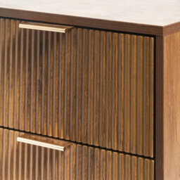 Ohs Ribbed 3 Draw Nightstand Modern Bedside Table - Dark Wood - thumbnail 7