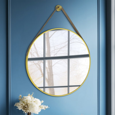 Artloge 700mm Round Wall Mirror Bathroom Bedroom Makeup Dressing Circle Mirror Classic, Gold - image 1