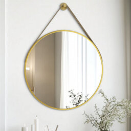 Artloge 700mm Round Wall Mirror Bathroom Bedroom Makeup Dressing Circle Mirror Classic, Gold - thumbnail 6