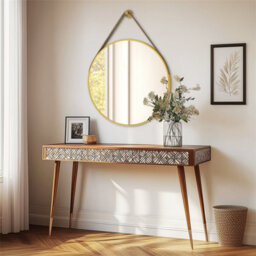 Artloge 700mm Round Wall Mirror Bathroom Bedroom Makeup Dressing Circle Mirror Classic, Gold - thumbnail 9