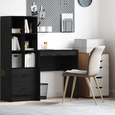 Berkfield Writing Desk Black Oak Engineered Wood 70 X 40 X 76 Cm - image 1