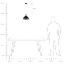 Beliani Pendant Lamp - Geometric Black Metal Frame With Oak Wood Accent - 26Cm Diameter, 112Cm Drop - thumbnail 8