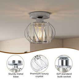 Emitto Crystal Ceiling Light Semi Flush Mount Chandelier Modern Hallway - thumbnail 6