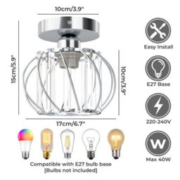 Emitto Crystal Ceiling Light Semi Flush Mount Chandelier Modern Hallway - thumbnail 7