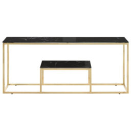 Berkfield Coffee Table Gold Stainless Steel And Tempered Glass - thumbnail 2