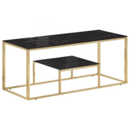 Berkfield Coffee Table Gold Stainless Steel And Tempered Glass - thumbnail 1