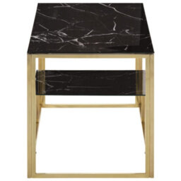 Berkfield Coffee Table Gold Stainless Steel And Tempered Glass - thumbnail 3
