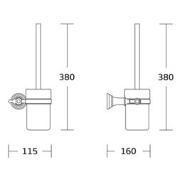 Bubly Bathrooms Chrome Toilet Brush & Holder - Wall Mounted Gloss Finish Modern Design - thumbnail 2