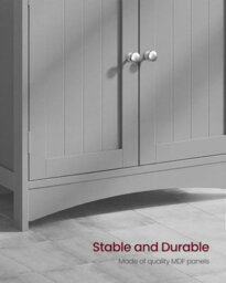 LEDREM Under Sink Bathroom Cabinet With 2 Doors, Freestanding Storage Cabinet With Adjustable Shelf, Farmhouse Style, Dove Grey - thumbnail 5