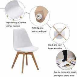 Kosy Koala Round Dining Table And Chairs Set Of 4 White Tulip Chairs Wood Circular Table - thumbnail 3