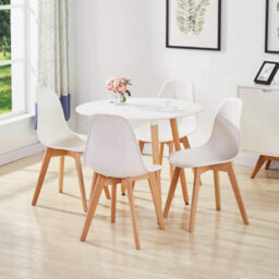 Kosy Koala Round Dining Table And Chairs Set Of 4 White Tulip Chairs Wood Circular Table - thumbnail 8