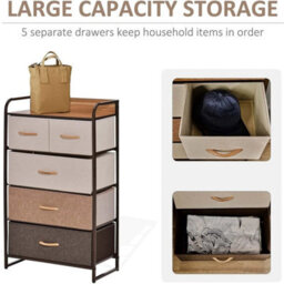 Chest Of Drawers 5 Drawer Fabric Storage Unit Steel Frame - thumbnail 4