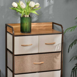 Chest Of Drawers 5 Drawer Fabric Storage Unit Steel Frame - thumbnail 5
